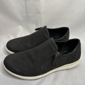 Solanz Sneaker Shoe Zip Slip On Shoe Women’s 8.5m Black